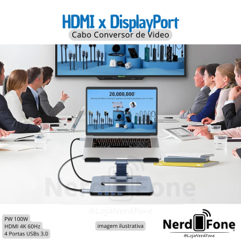 SUPORTE NOTEBOOK DOCK USB-C 6 EM 1