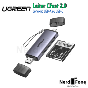 LEITOR DE CARTÃO CFAST 2.0; UGREEN 2 EM 1