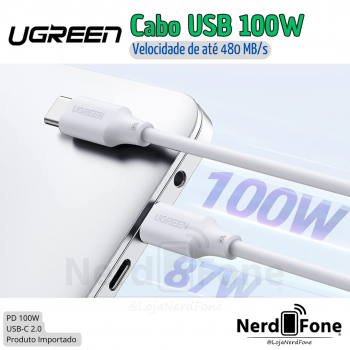 CABO USB-C 2.0 5A 2M 100W UGREEN / BRANCO