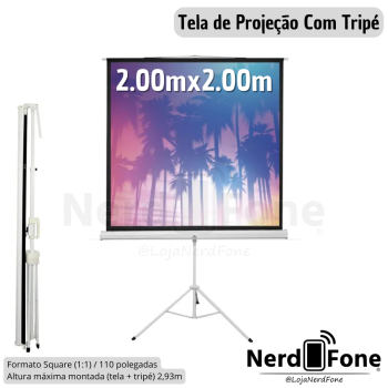 TELA DE PROJEÇÃO C/ TRIPÉ 2Mx2M SUMAY