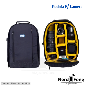 MOCHILA P/ CAMERA E ACESSORIOS; 30cm x 44cm x 18cm
