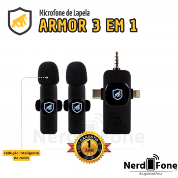MICROFONE DE LAPELA ARMOR GSHIELD; 3 EM 1