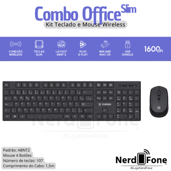 KIT TECLADO OFFICE SLIM FORTREK