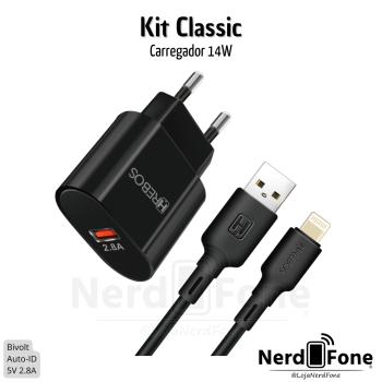KIT CARREGADOR IOS 14W HR; CABO 1M USB-A x LIGHTNING