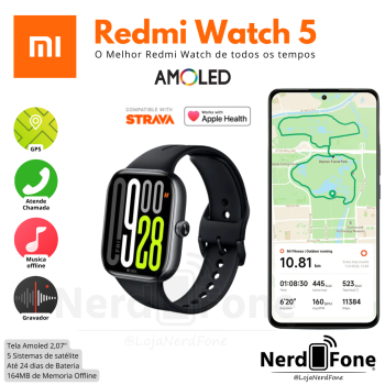 SMARTWATCH XIAOMI REDMI WATCH 5; OBSIDIAN BLACK C/ GPS