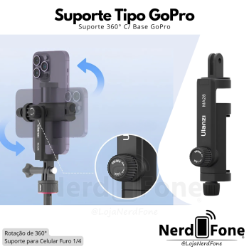 SUPORTE CELULAR GIRATÓRIO 360° BASE GOPRO