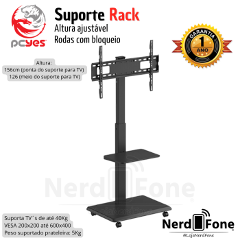 SUPORTE P/ TV RACK PEDESTAL MÓVEL PCYES