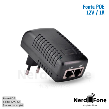 FONTE POE COMPACTA 12V/1A 2 PORTAS EXBOM