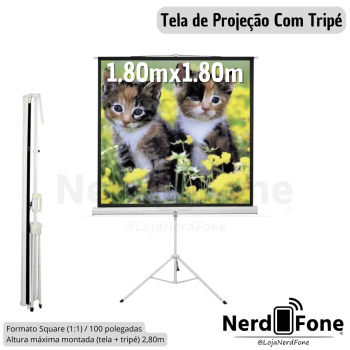 TELA DE PROJEÇÃO C/ TRIPÉ 1,8x1,8M SUMAY