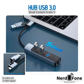 ADAPTADOR BENFEI DUAL CONECT; HUB 4 EM 1