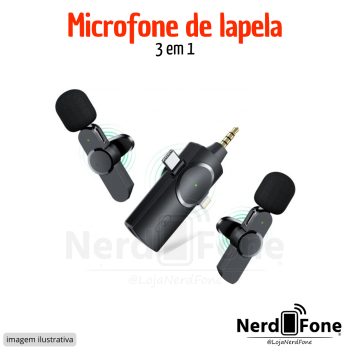 MICROFONE LAPELA SEM FIO 3 em 1 PEINING