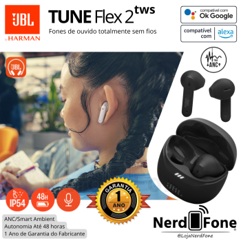 FONE TWS JBL TUNE FLEX 2 PRETO