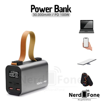 CARREGADOR BATERIA PORTATIL TURBO PD 100W; PEINING 30.000mAh