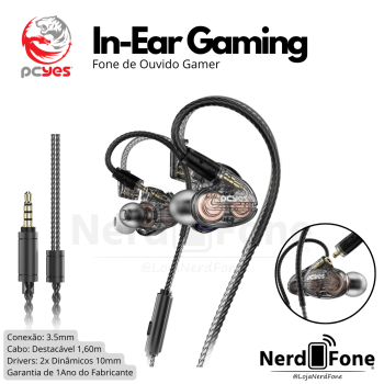HEADSET FONE INTRA AURICULAR GAMER PCYES KHEPER