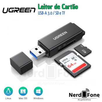 LEITOR DE CARTÃO USB 3.0 5Gbps SD/Micro SD UGREEN