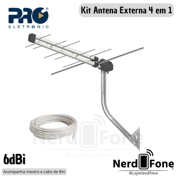 KIT ANTENA PROELETRONIC C/ MASTRO E CABO 8M