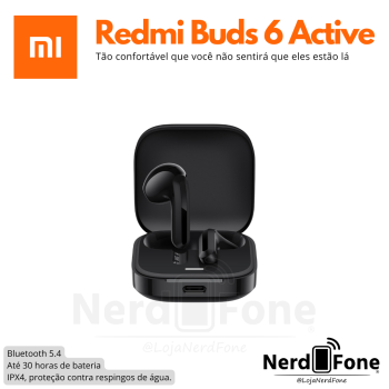 FONE TWS REDMI BUDS 6 ACTIVE PRETO