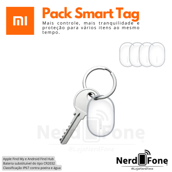 PACK SMART TAG XIAOMI - COM 04 UNIDADES; PARA ANDROID E IOS