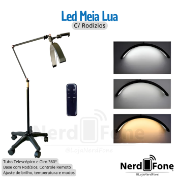 LUMINÁRIA MEIA LUA LED; C/ RODÍZIO