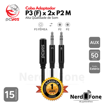 CABO ADAPTADOR Y P3 (F) PARA 2X P2 MACHO 15CM PCYES