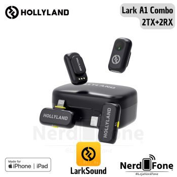 SISTEMA DE MICROFONE SEM FIO; HOLLYLAND LARK A1 COMBO (2TX+2RX);