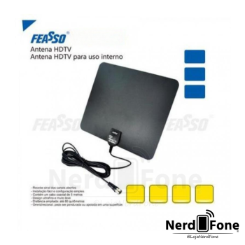 ANTENA INTERNA P/ TV DIGITAL CABO 3METROS FEASSO