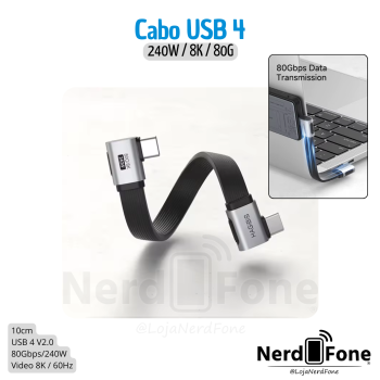 CABO USB-C 4.0 FLAT 90°/90° 240W 10CM HAGIBIS
