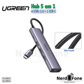 HUB USB-C 5 EM 1 (4 USB3.0 + 1 USB-C) UGREEN