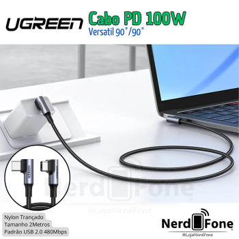 CABO USB-C 2.0 x USB-C 90°/90° 100W 2M UGREEN