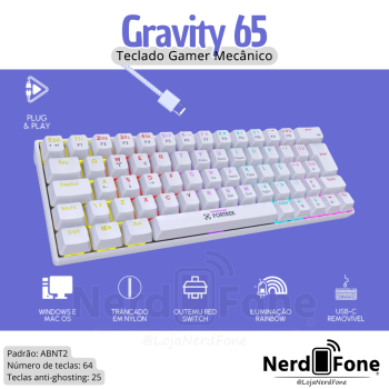 TECLADO MECÂNICO OUTEMU RED; FORTREK GRAVITY 65% BRANCO