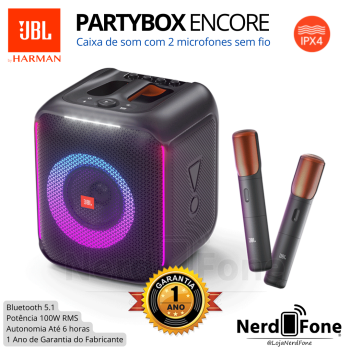 CAIXA JBL PARTYBOX ENCORE; 100W C/ 2 MICROFONES