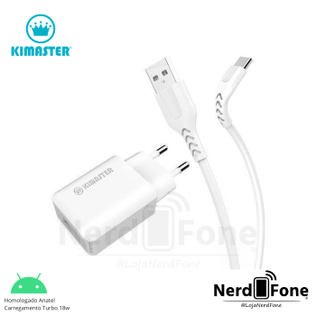 KIT CARREGADOR TURBO MICRO USB V8 QC 3.0 KIMASTER
