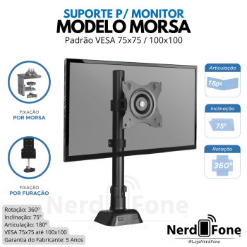 SUPORTE PIX P/ MONITOR BASE MORSA; VESA 75x75 / 100x100