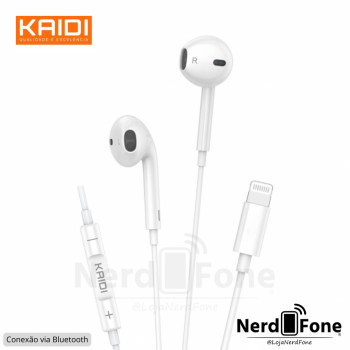 FONE LIGHTNING C/ FIO KAIDI; VIA BLUETOOTH