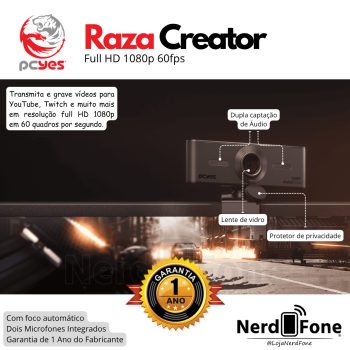 WEBCAM PCYES FHD 1080P 60FPS; RAZA CREATOR