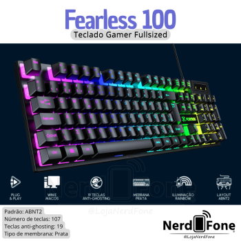 TECLADO GAMER FULLSIZED FK; FEARLESS 100