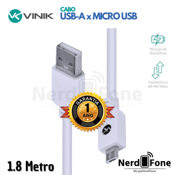 CABO USB-A 2.0 x MICRO USB (V8) 1.8M VINIK