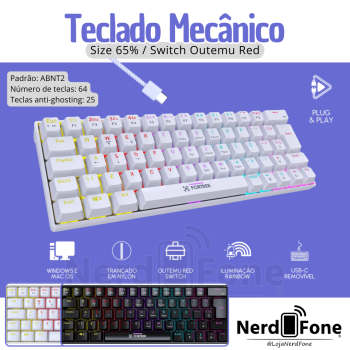 TECLADO MECÂNICO OUTEMU RED; FK GRAVITY 65%