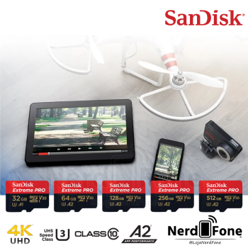CARTÃO mSD SANDISK EXTREME PRO; MICRO SD V30 U3 4K