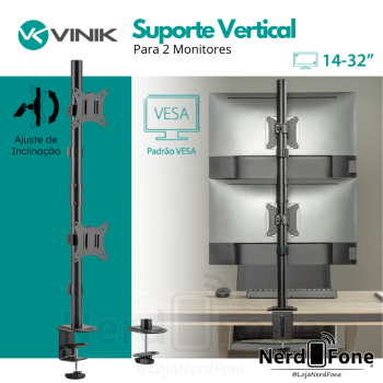 SUPORTE VERTICAL PARA 2 MONITORES VINIK
