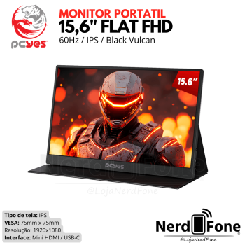 MONITOR PORTATIL PCYES 15,6 FLAT BLACK VULCAN