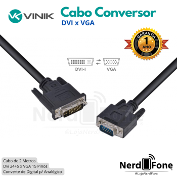 CABO CONVERSOR DVI-I 24+5P x VGA 2M VINIK