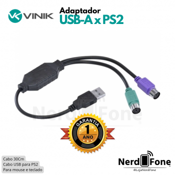 CABO ADAPTADOR USB-A x PS2 (F) 30CM VINIK