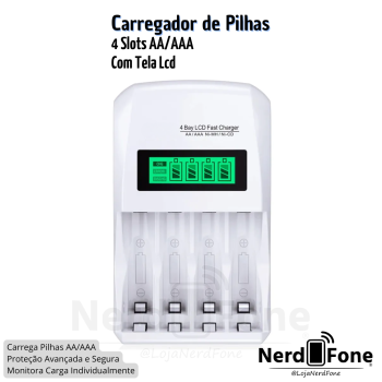 CARREGADOR P/ 4 PILHAS AA/AAA C/ VISOR