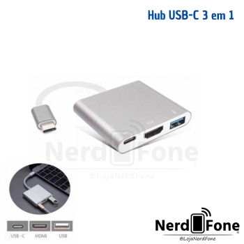 HUB USB-C 3 EM 1 (HDMI/USB 3.0/PD);