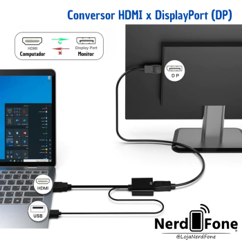 ADAPTADOR HDMI (M) x DISPLAYPORT (DP)