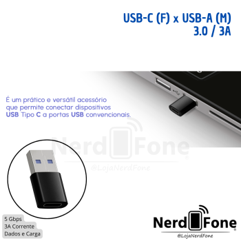 ADAPTADOR USB-A 3.0 (M) x USB-C (F) FORTREK