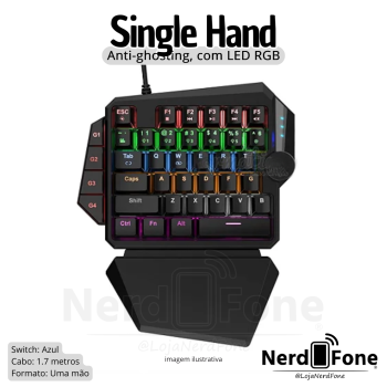 TECLADO KP MECÂNICO USB SINGLE HAND SWITCH BLUE