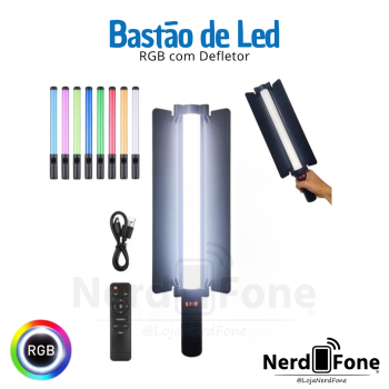 BASTAO DE LED LUZ RGB; C/ DEFLETOR