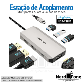ESTAÇÃO WAVLINK DE ACOPLAMENTO USB-C 7 EM 1
